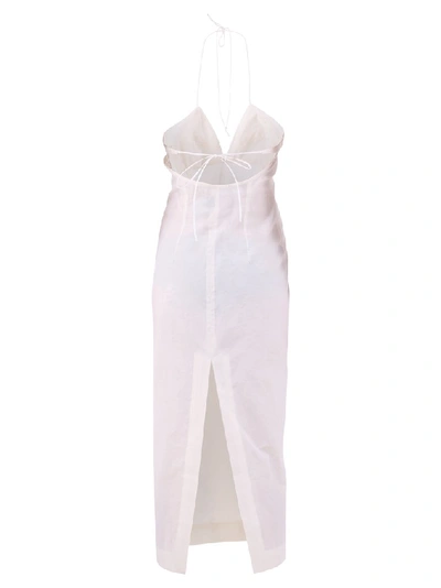 Shop Jacquemus Fitted Halterneck Midi Dress In White