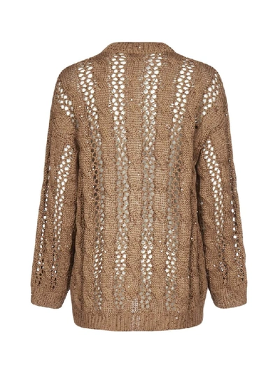 Shop Brunello Cucinelli Loose Cable Knit Cardigan In Brown