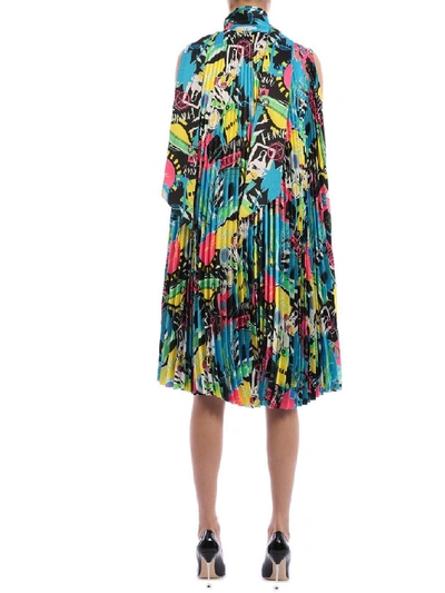 Shop Balenciaga Pleated Dress In Multi