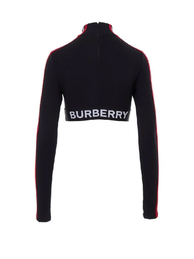 Shop Burberry Cropped Logo Print Top In Black