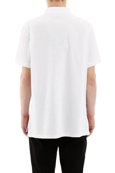 Shop Burberry Print Panel Polo Shirt In White