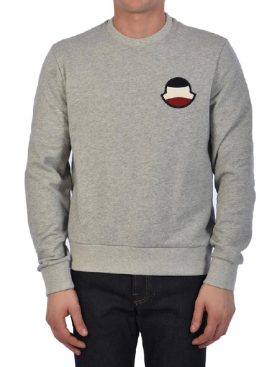 Shop Moncler Maxi Logo Sweatshirt In Grey