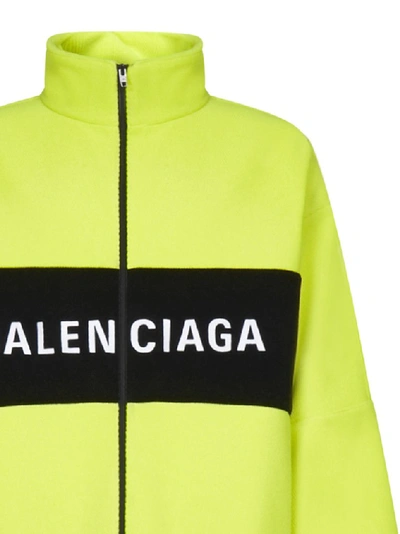 Shop Balenciaga Logo Zip Up Jacket In Yellow