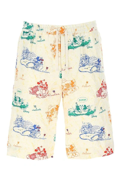 Shop Gucci X Disney Mickey And Minnie Mouse Print Shorts In Multi