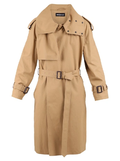 Shop Balenciaga Oversized Belted Trench Coat In Beige