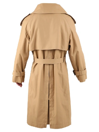 Shop Balenciaga Oversized Belted Trench Coat In Beige