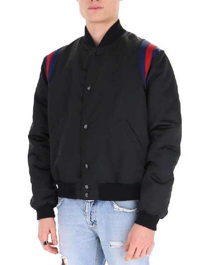 Shop Gucci Patch Detail Bomber Jacket In Black