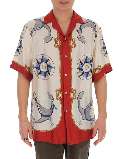 Shop Gucci Nautical Print Notched Collar Shirt In Multi