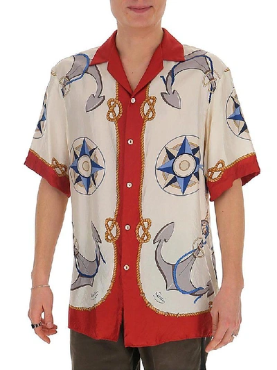 Shop Gucci Nautical Print Notched Collar Shirt In Multi