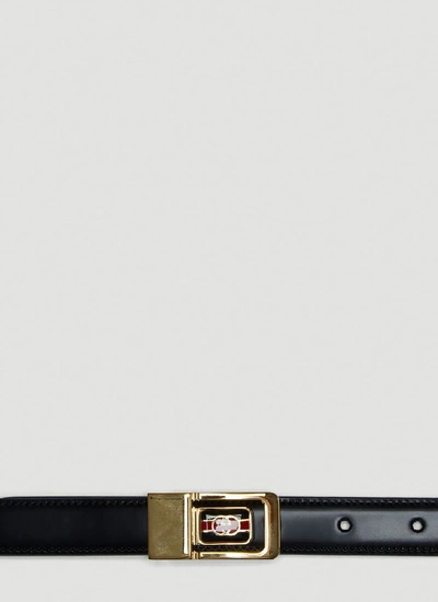Shop Gucci Logo Plaque Buckle Belt In Black