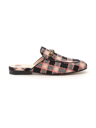 Shop Gucci Check Woven Mules In Multi