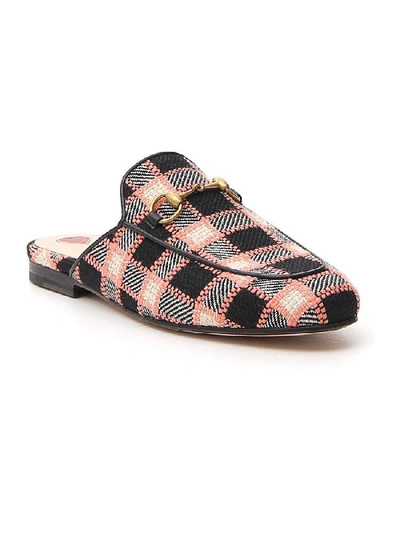 Shop Gucci Check Woven Mules In Multi