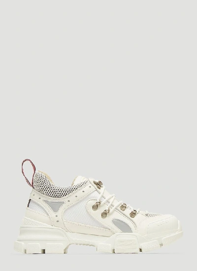 Shop Gucci Flashtrek Logo Patch Sneakers In White