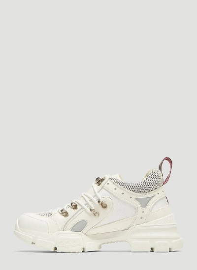 Shop Gucci Flashtrek Logo Patch Sneakers In White