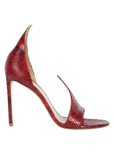 Shop Francesco Russo Embossed Stiletto Sandal In Red