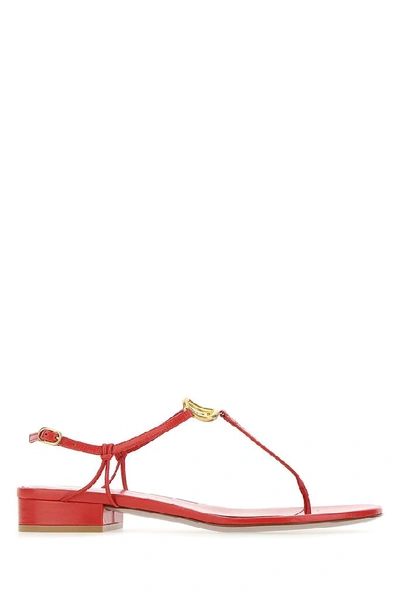 Shop Valentino Vlogo Thong Sandals In Red