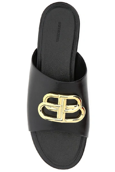 Shop Balenciaga Bb Logo Sandals In Black