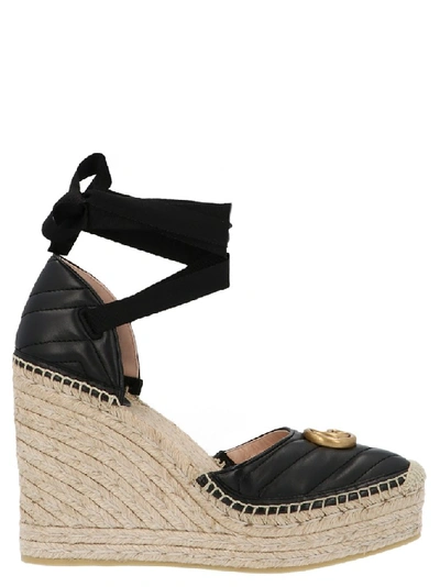 Shop Gucci Matelassé Platform Espadrilles In Black