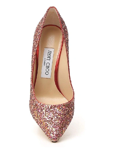 Shop Jimmy Choo Romy 85 Glitter Pumps In Pink