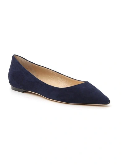 Shop Jimmy Choo Romy Suede Flat Shoes In Navy