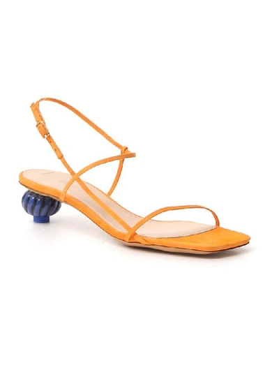 Shop Jacquemus Heel Detail Sandals In Orange