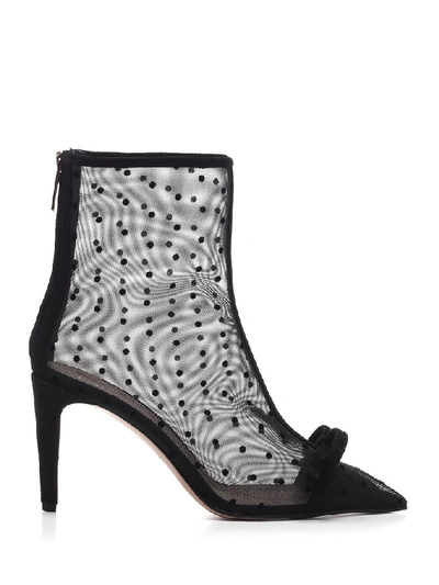 Shop Red Valentino Mesh Ankle Boots In Black
