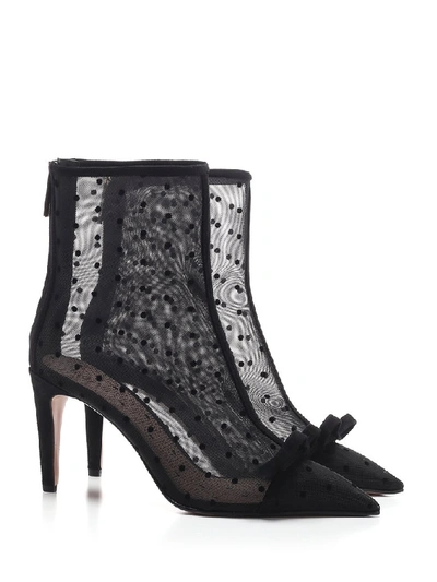 Shop Red Valentino Mesh Ankle Boots In Black