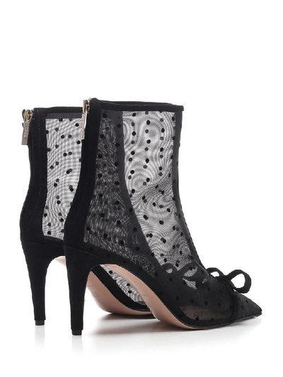 Shop Red Valentino Mesh Ankle Boots In Black