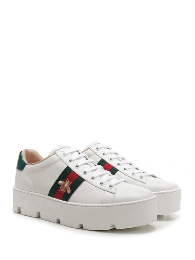 Shop Gucci Ace Platform Sneakers In White