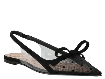 Shop Red Valentino Point D'esprit Slingback Ballerina Shoes In Black