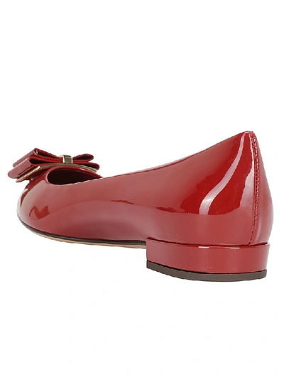 Shop Ferragamo Salvatore  Pointed Toe Ballerina Flat Shoes In Red