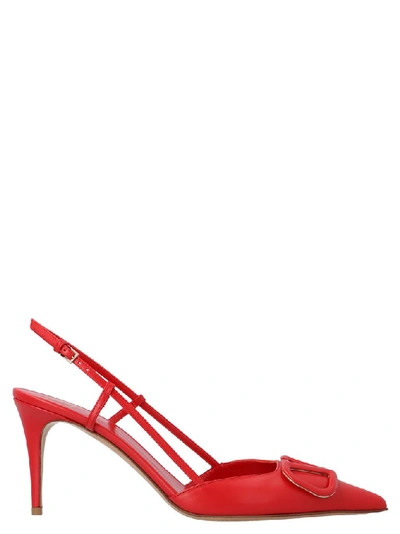 Shop Valentino Vlogo Slingback Pumps In Red