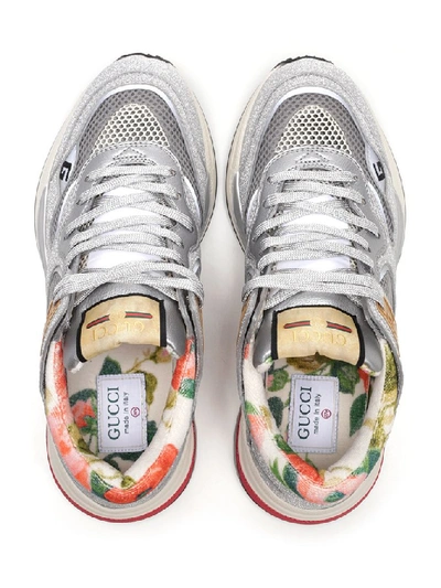 Shop Gucci Ultrapace Sneakers In Silver