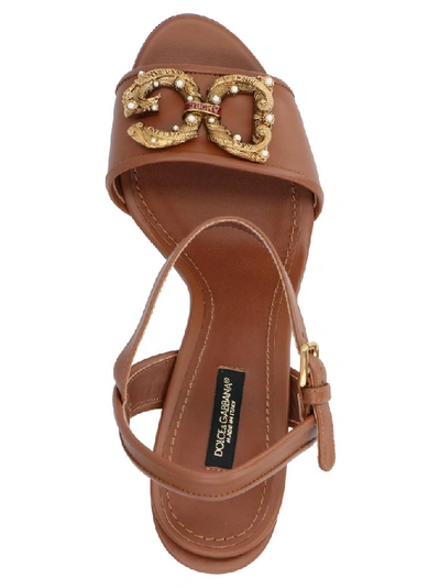 Shop Dolce & Gabbana Dg Amore Sandals In Beige