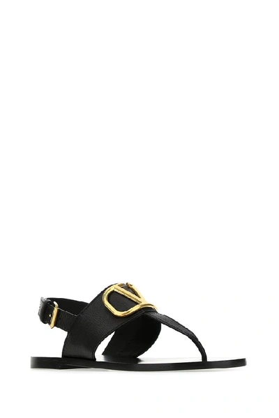 Shop Valentino Vlogo Thong Sandals In Black