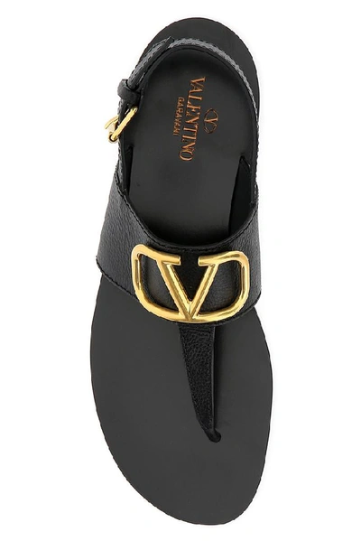 Shop Valentino Vlogo Thong Sandals In Black