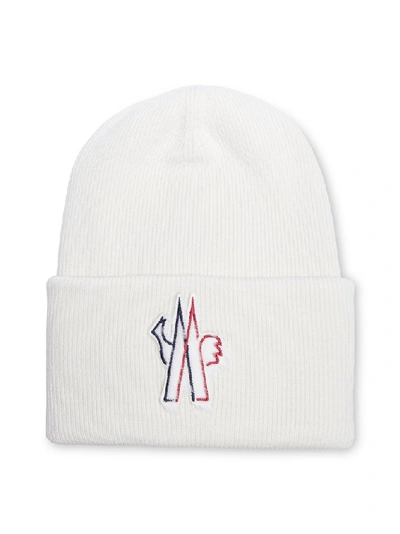 Shop Moncler Grenoble Logo Patch Beanie In White
