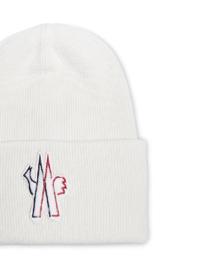 Shop Moncler Grenoble Logo Patch Beanie In White