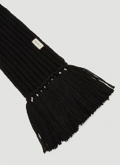 Shop Gucci Logo Chunky Knit Scarf In Black