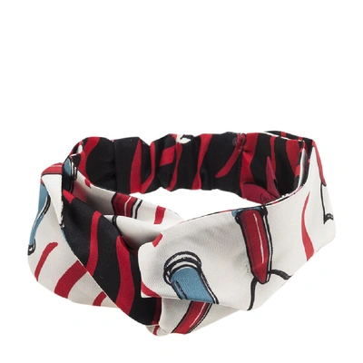 Shop Valentino Lipstick Print Headband In Multi