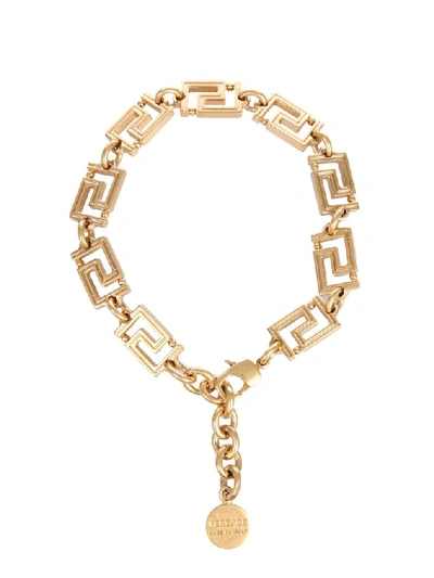Shop Versace Grecamania Chain Bracelet In Gold