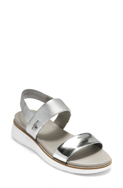 Shop Cole Haan Zerogrand Double Band Sandal In Silver Leather