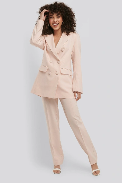 Shop Na-kd Classic Double Breasted Blazer Beige In Cream