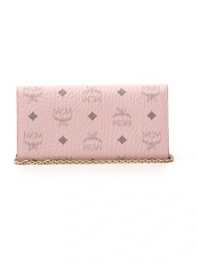 Shop Mcm Patricia Two Fold Chain Strap Wallet In Pink