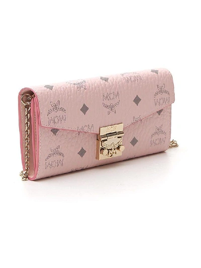 Shop Mcm Patricia Two Fold Chain Strap Wallet In Pink