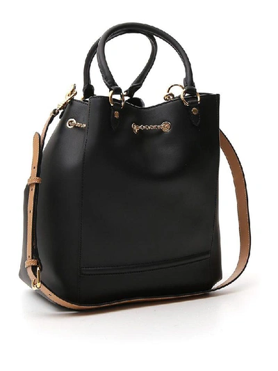 Shop Fendi Ff Plaque Bucket Bag In Black