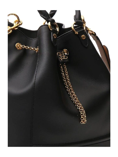 Shop Fendi Ff Plaque Bucket Bag In Black