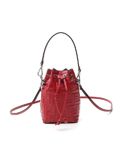 Fendi - Mon Tresor Red Logo Embossed Mini Bucket Bag