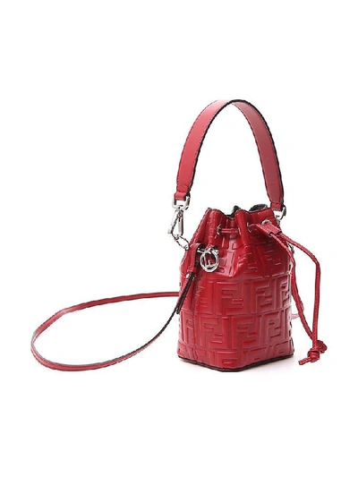 Shop Fendi Mon Tresor Mini Bucket Bag In Red