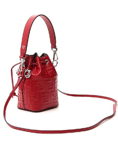 Shop Fendi Mon Tresor Mini Bucket Bag In Red